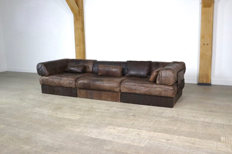De Sede DS-88 Sofa In Dark Brown Leather Patchwork, Switzerland 1970s